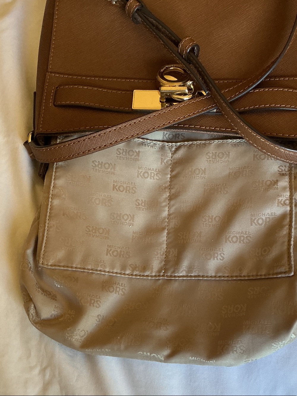 Michael Kors Light Brown Hamilton Leather Crossbody Bag - Picture 9 of 9